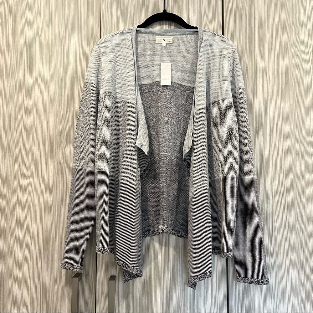 NEW Lou & Grey Waterfall Cardigan | Grey Colorblock | NWT | Cotton Knit | Small